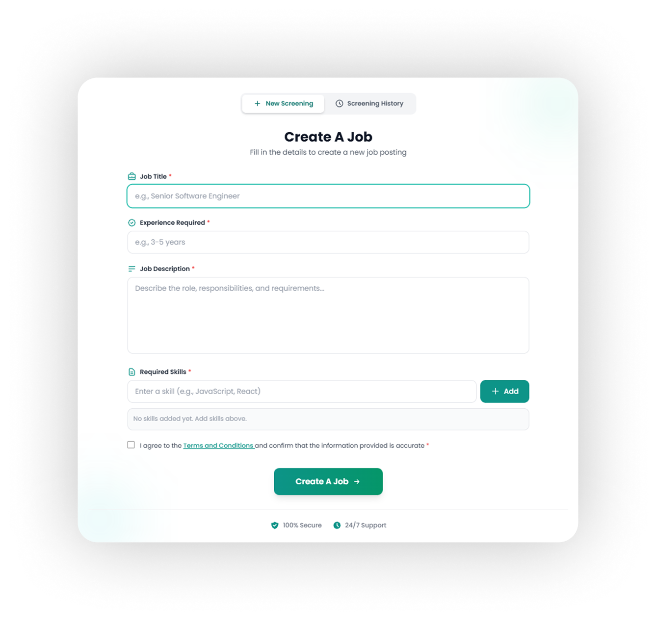 Add Your Job Requirements